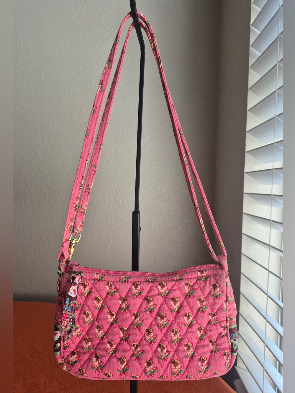 Vera Bradley Pink Pansy Amy Mini Shoulder Bag